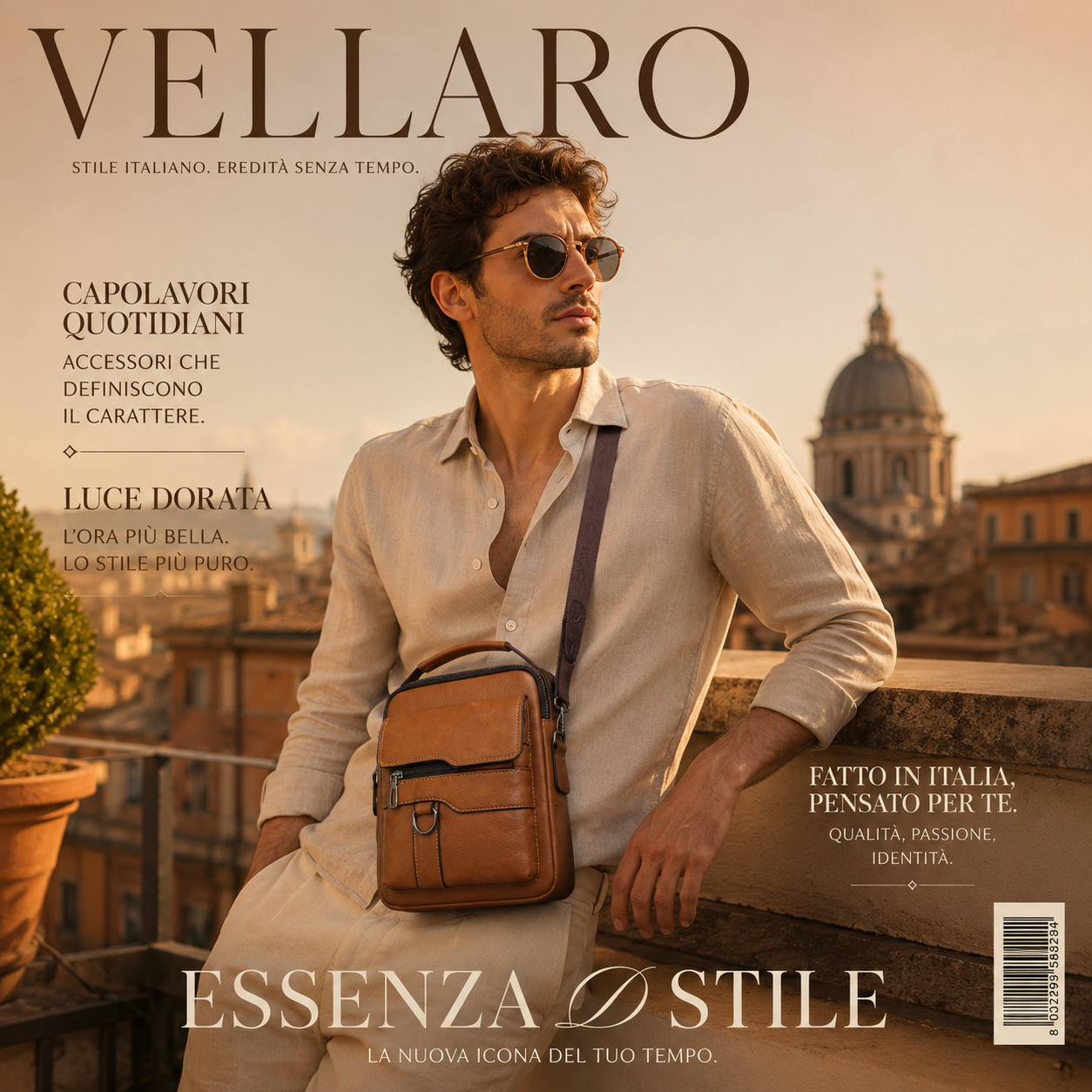 ✨  Borsa a tracolla unisex in pelle bovina pieno fiore, impermeabile e antigraffio, stile vintage