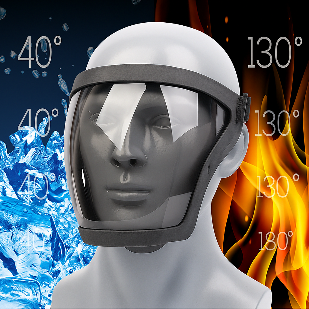 La visiera protegge il viso dalle polveri sottili e dalla nebbia