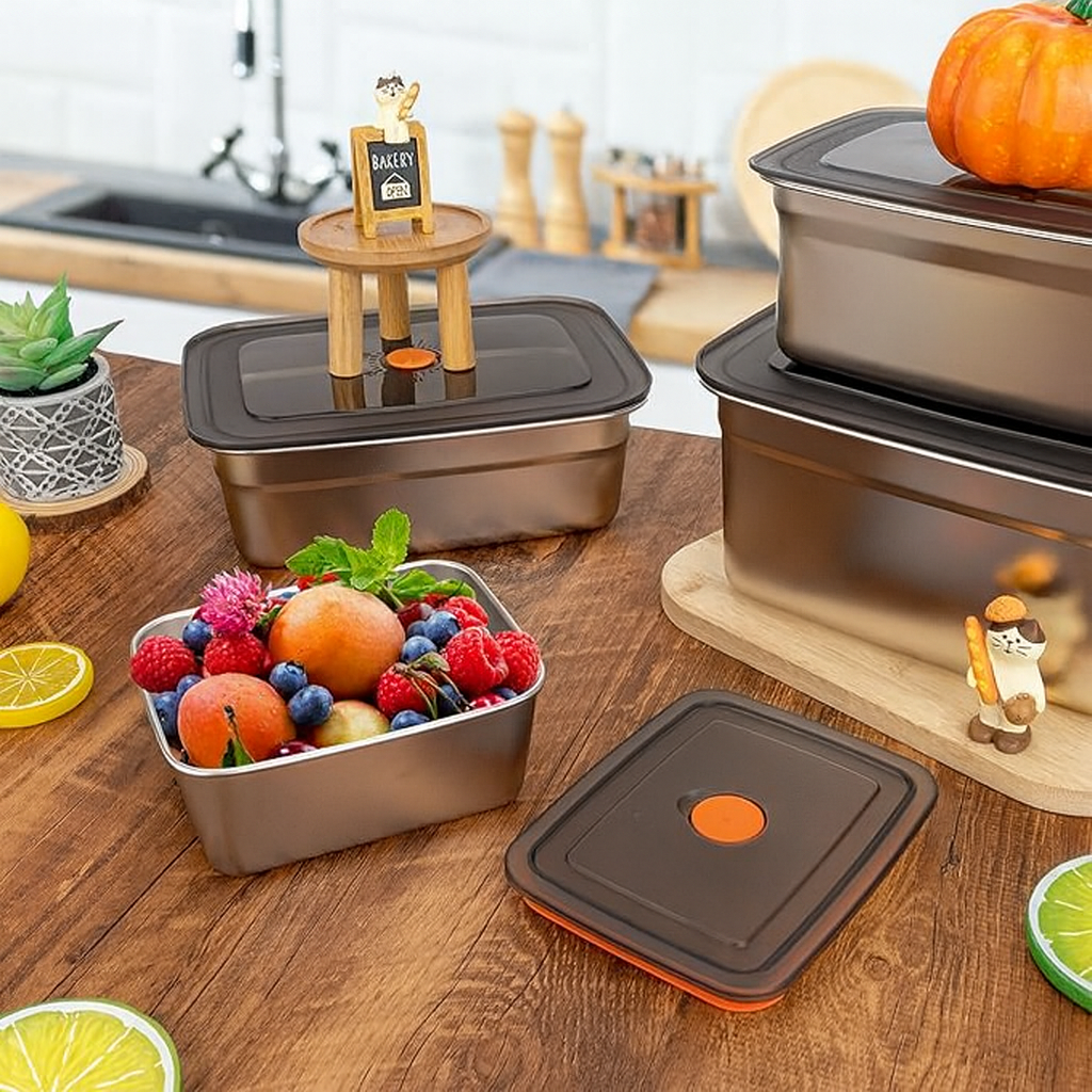 🇮🇹 Contenitori per alimenti in acciaio inossidabile Tedesco 316 con coperchio sottovuoto