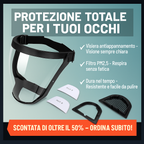 La visiera protegge il viso dalle polveri sottili e dalla nebbia