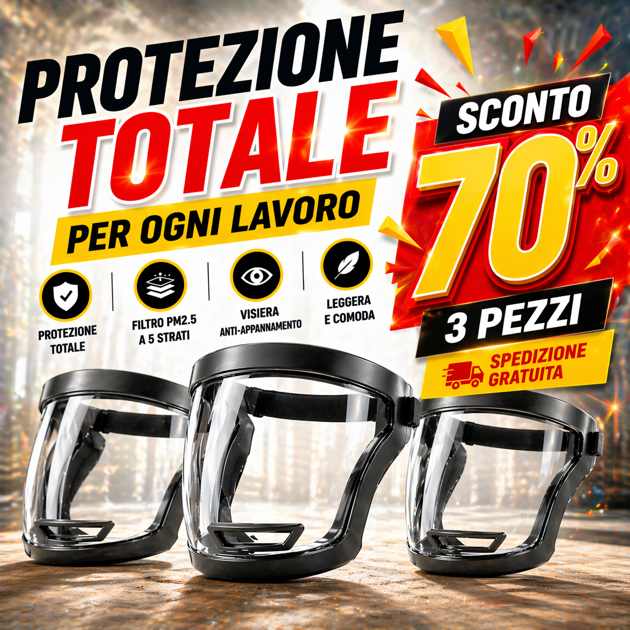 🛡️ Maschera protettiva integrale anti-polvere e anti-schizzi 🛡️