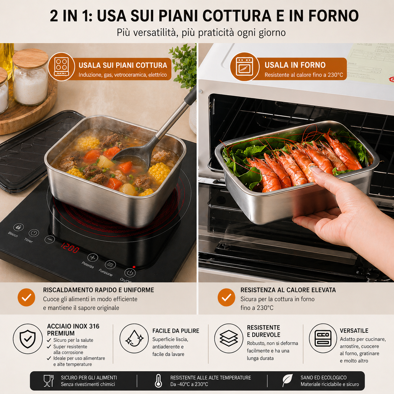 🛍️ Scatola Ermetica In Acciaio Inox Tedesco 316 Per Conservare Gli Alimenti