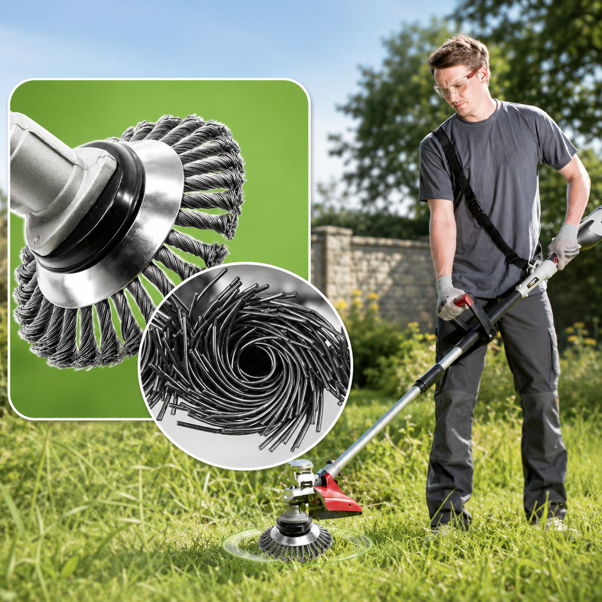 ⚙️ Disco de Alambre de Acero para Desbrozadora — Corte 360° | Compatible Universal