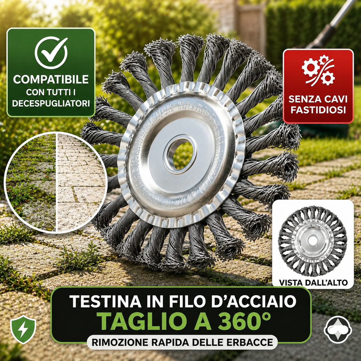 ⚙️ Disco de Alambre de Acero para Desbrozadora — Corte 360° | Compatible Universal