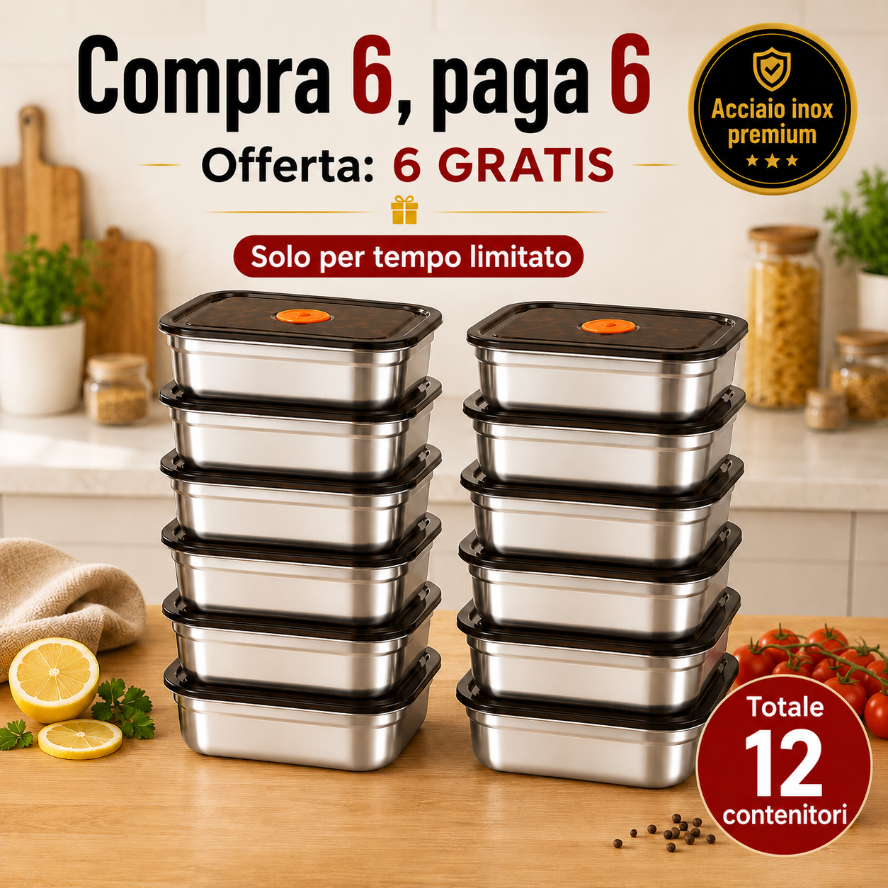 🛍️ Scatola Ermetica In Acciaio Inox Tedesco 316 Per Conservare Gli Alimenti
