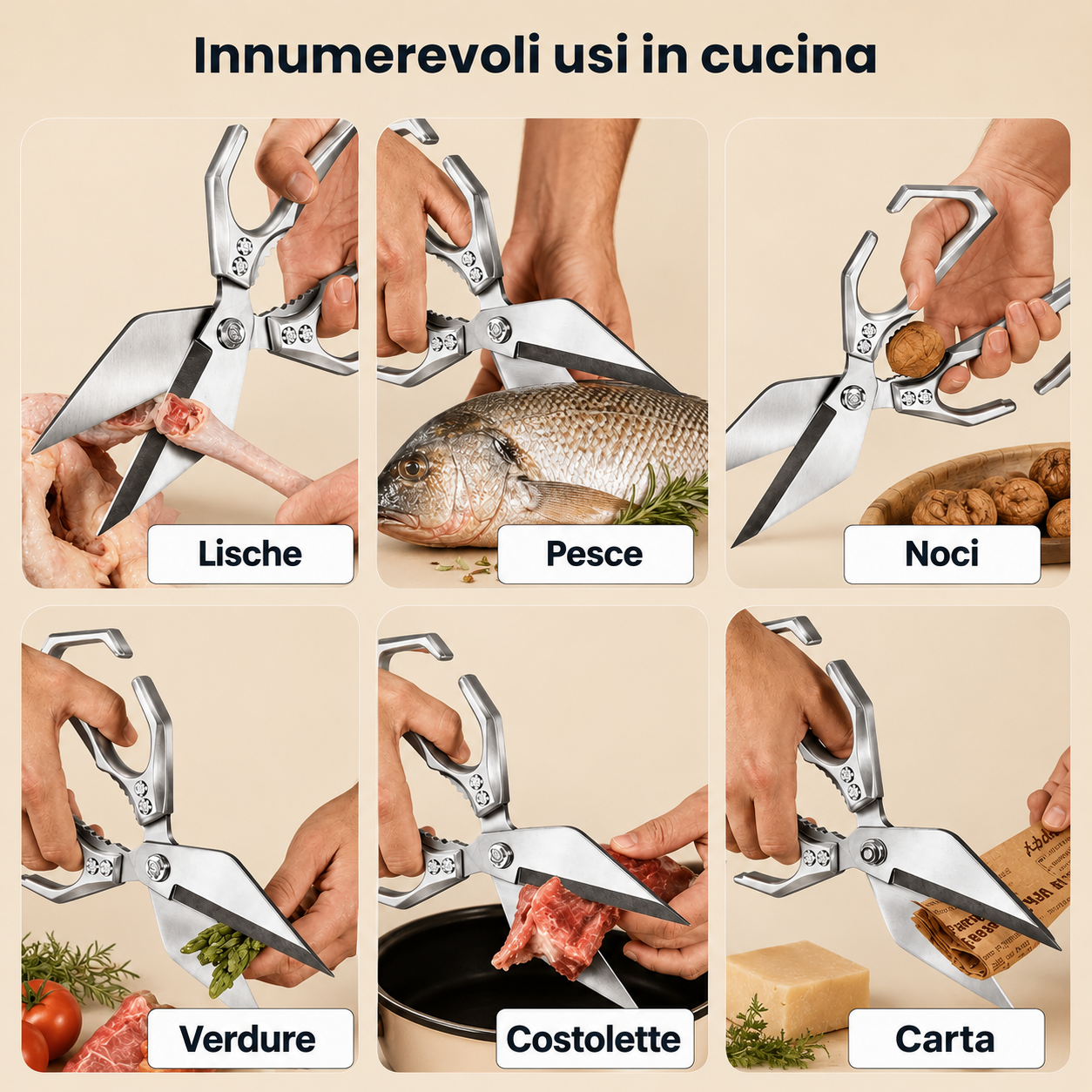 🇮🇹 Grandi forbici con lama a forma di diamante, realizzate in solido acciaio inossidabile importato dalla Germania