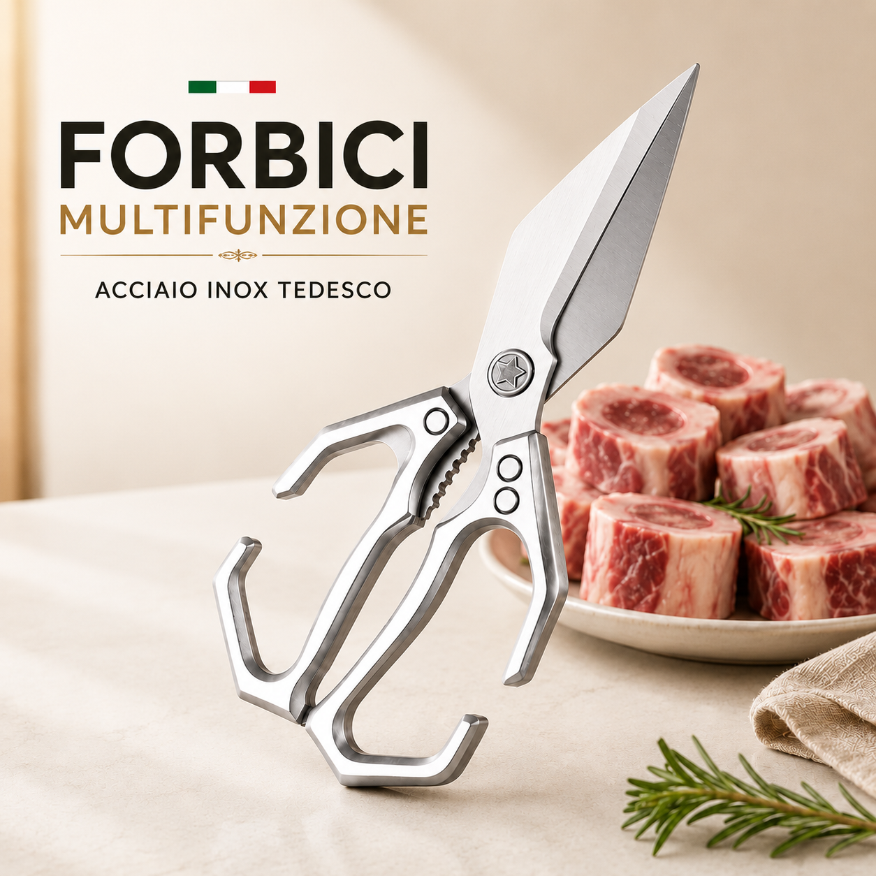 🇮🇹 Grandi forbici con lama a forma di diamante, realizzate in solido acciaio inossidabile importato dalla Germania