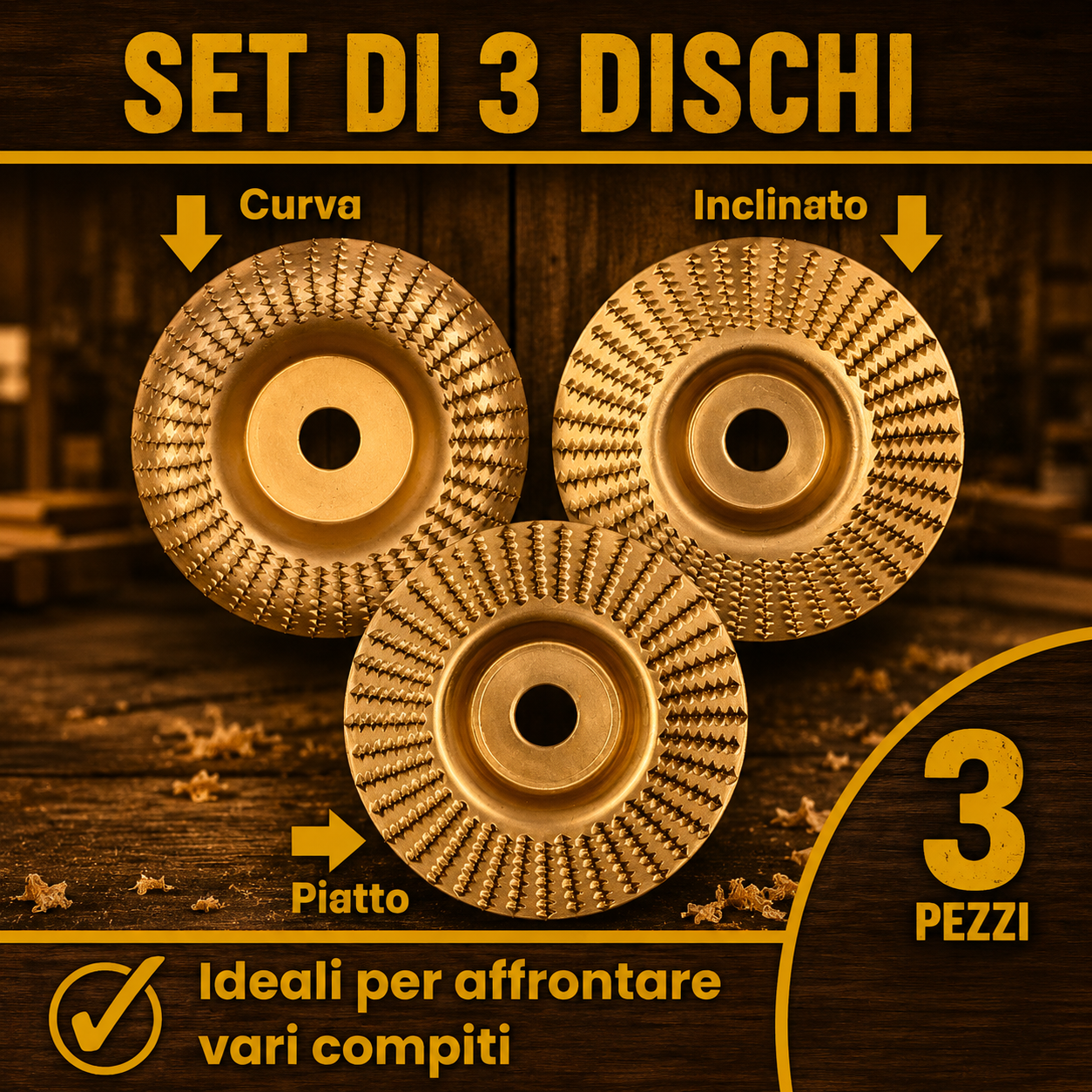 ⚙️ Set di Dischi di Sgrossatura per Legno — Acciaio al Carbonio