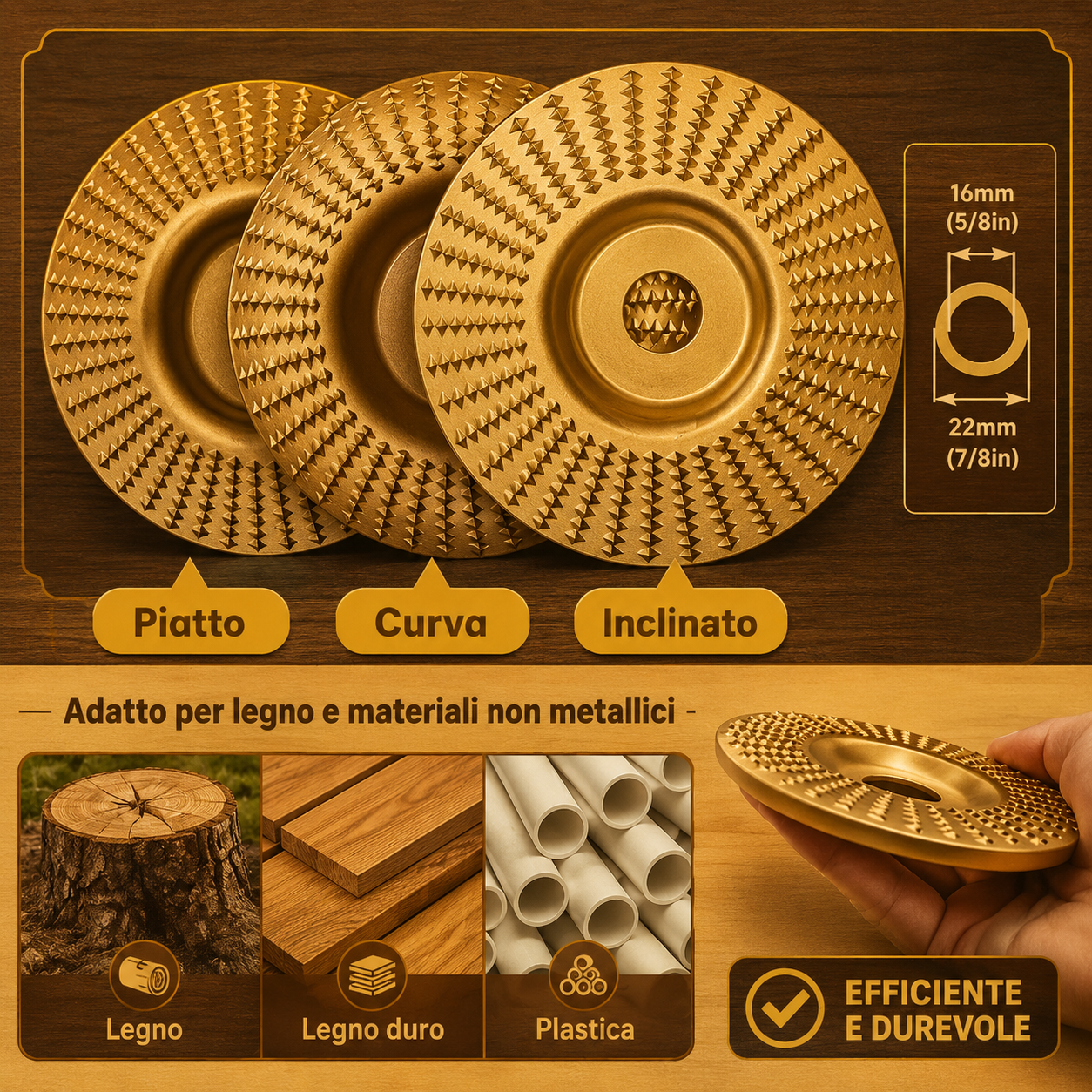 ⚙️ Set di Dischi di Sgrossatura per Legno — Acciaio al Carbonio