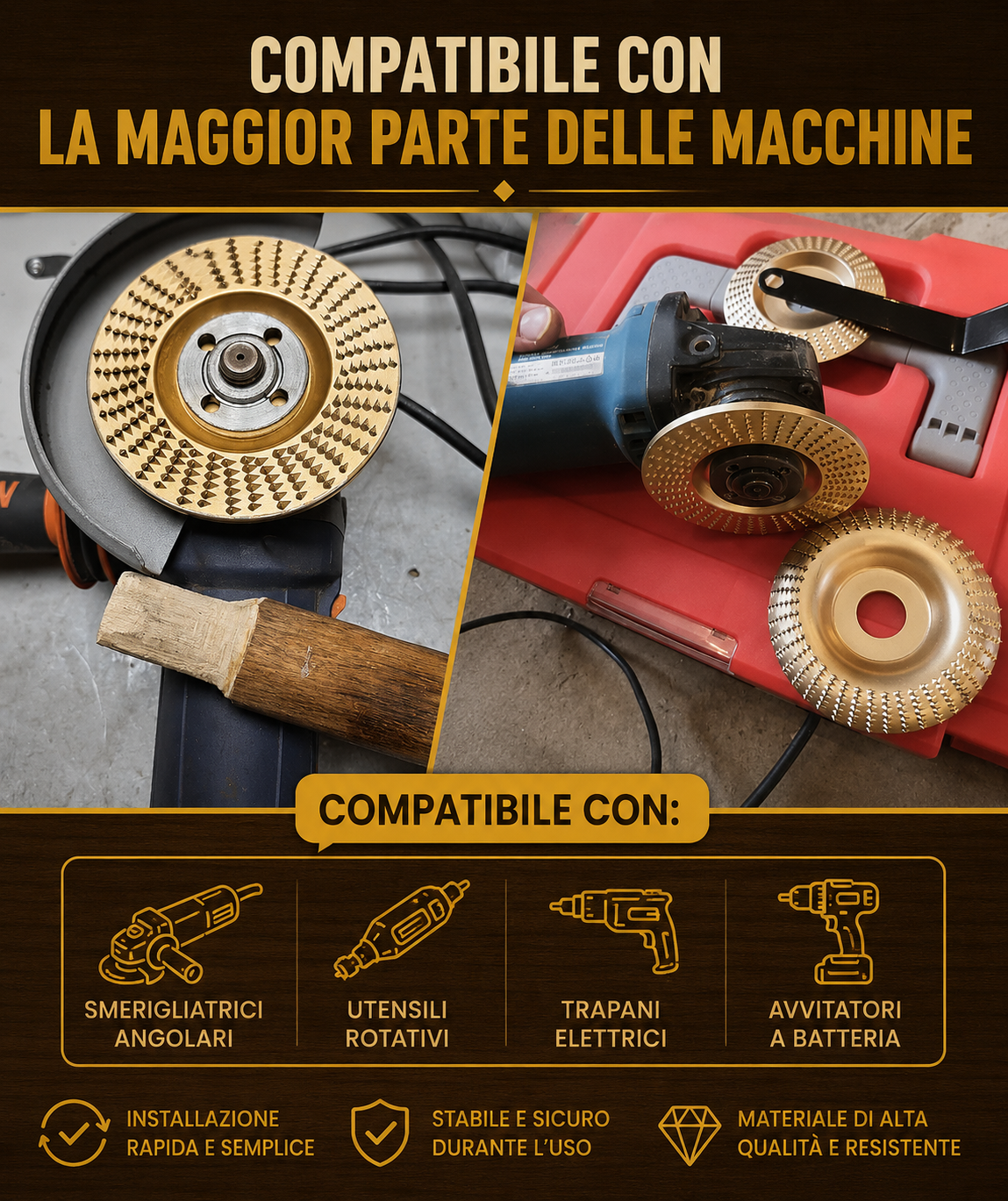 ⚙️ Set di Dischi di Sgrossatura per Legno — Acciaio al Carbonio