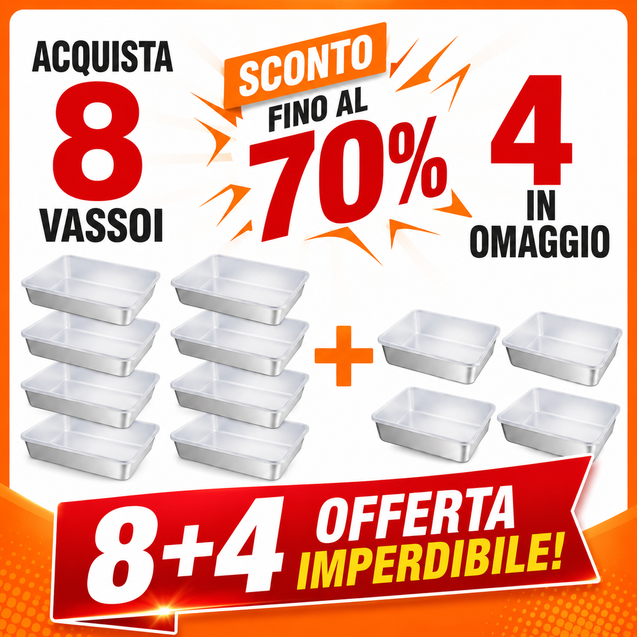 ✨ (8 +🎁4 GRATIS) | Contenitore Per Alimenti Da 2000 ML In Acciaio Inox Tedesco Massiccio 304