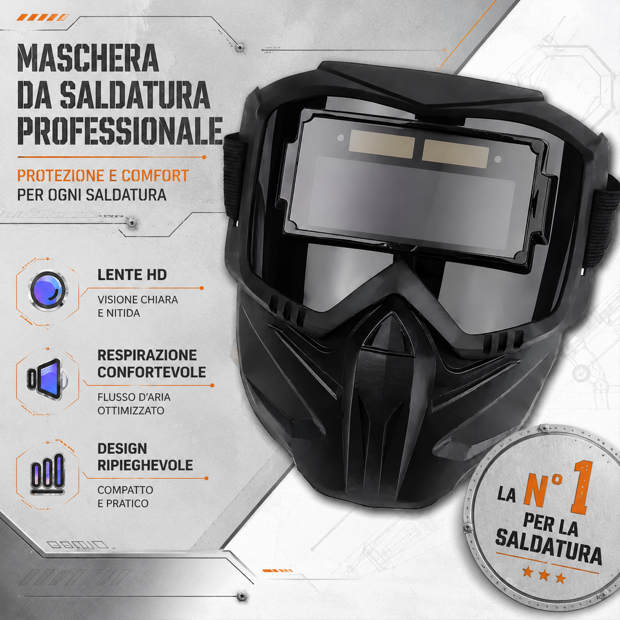 ⛑️ Maschera Da Saldatura Con Oscuramento Automatico 0,1 Ms – Smontabile In 2 Parti, Protezione Totale