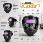 ⛑️ Maschera Da Saldatura Con Oscuramento Automatico 0,1 Ms – Smontabile In 2 Parti, Protezione Totale