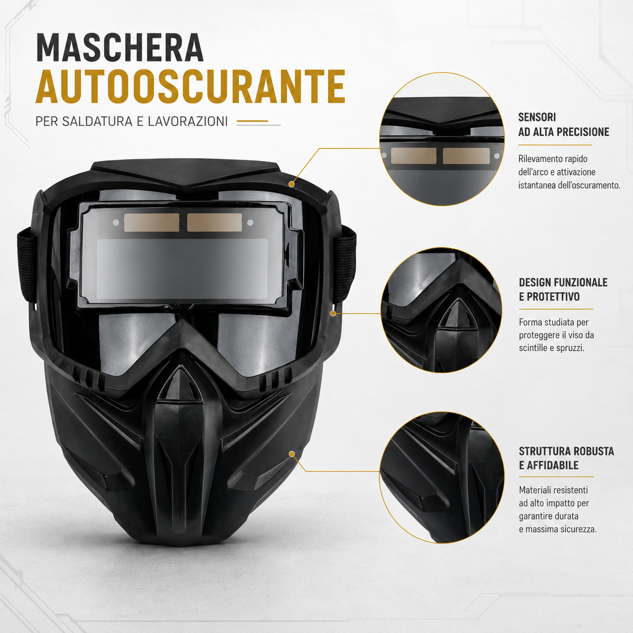 ⛑️ Maschera Da Saldatura Con Oscuramento Automatico 0,1 Ms – Smontabile In 2 Parti, Protezione Totale