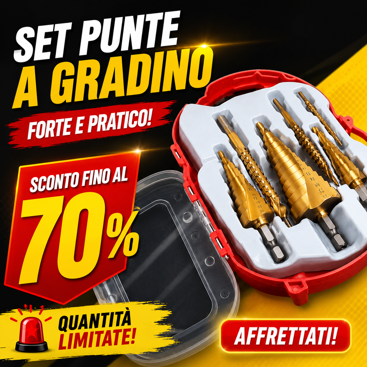 ⚙️ TitanDrill™ – Set di Punte a Gradini in Titanio (6 Punte Multifunzionali)