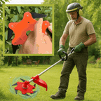 Risparmia fino all'80% del tempo nella cura del giardino – Testina tagliaerba a 6 lame in acciaio, rotazione indipendente, senza rotture né inceppamenti!