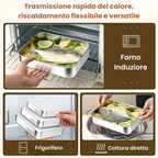 Set di 3 Scatole per alimenti in acciaio inossidabile S304 (25 x 19,5 x 5 cm)