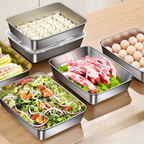 Scatola per alimenti in acciaio inossidabile S304 (25 x 19,5 x 5 cm) (TT)