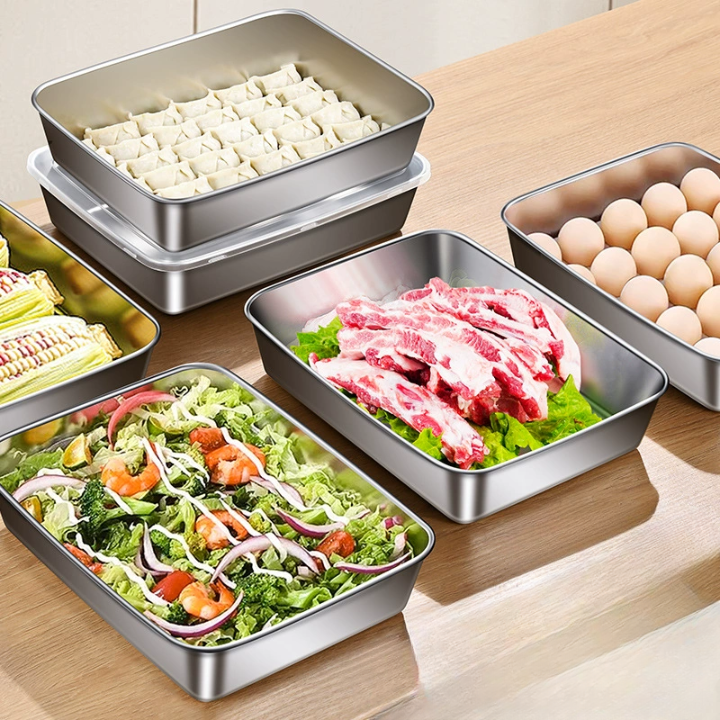 Scatola per alimenti in acciaio inossidabile S304 (25 x 19,5 x 5 cm) (TT)