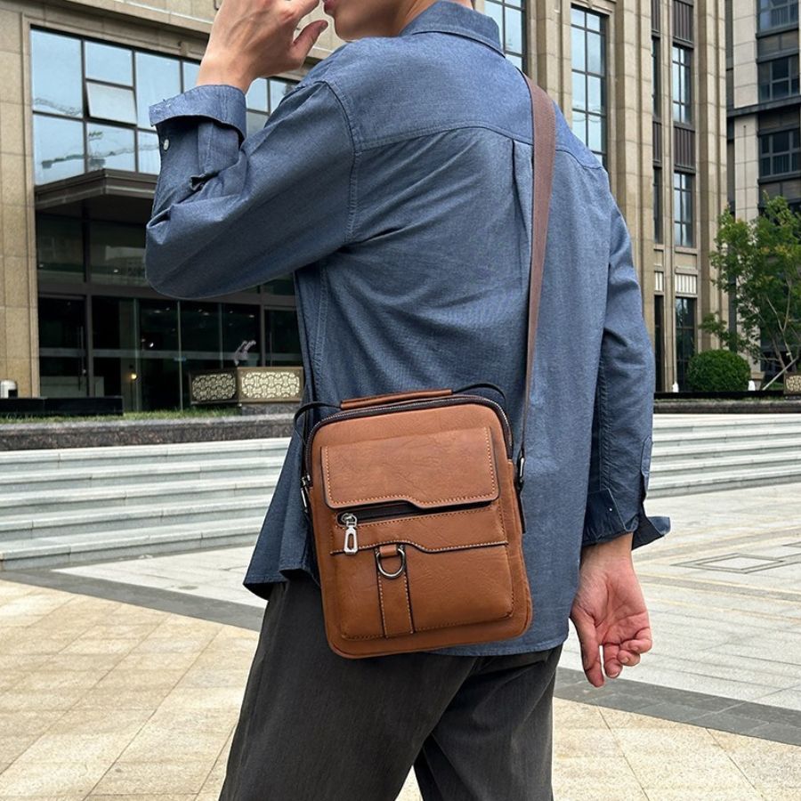 🇮🇹 Borsa a tracolla unisex in pelle bovina pieno fiore, impermeabile e antigraffio, stile vintage