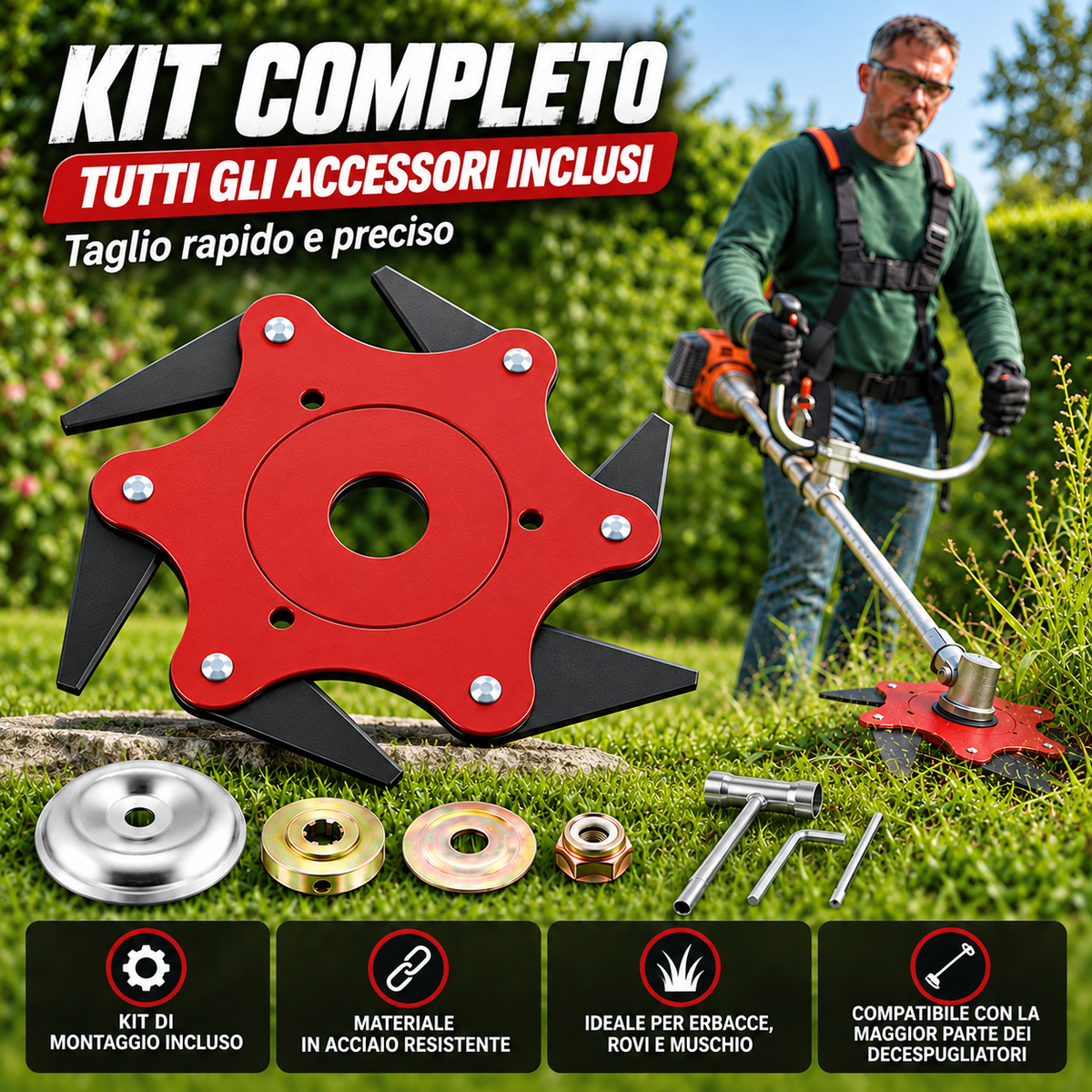 Kit Lama 6 Lame in Acciaio al Manganese | 7 ACCESSORI