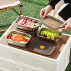 Scatola ermetica per alimenti in acciaio inox antibatterico – 1000 ml (19x13,5x5,5 cm) (LTT)