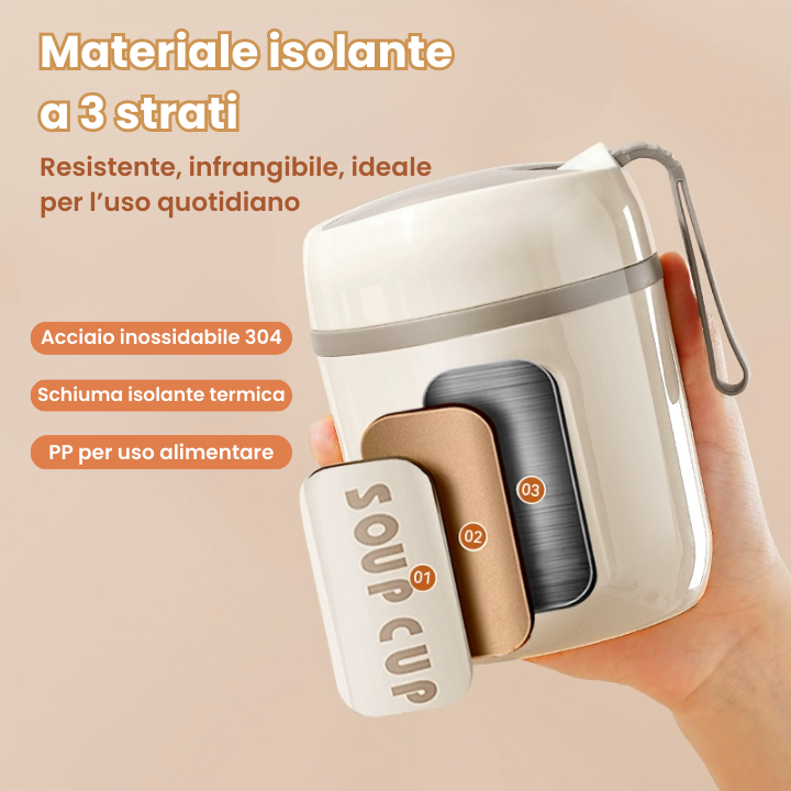 Contenitore per alimenti isolato in acciaio inossidabile da 600 ml con coperchio