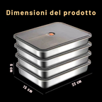 🥗 Contenitore per alimenti antibatterico in acciaio inox 304 con coperchio sottovuoto (22,5 x 15 x 6cm)