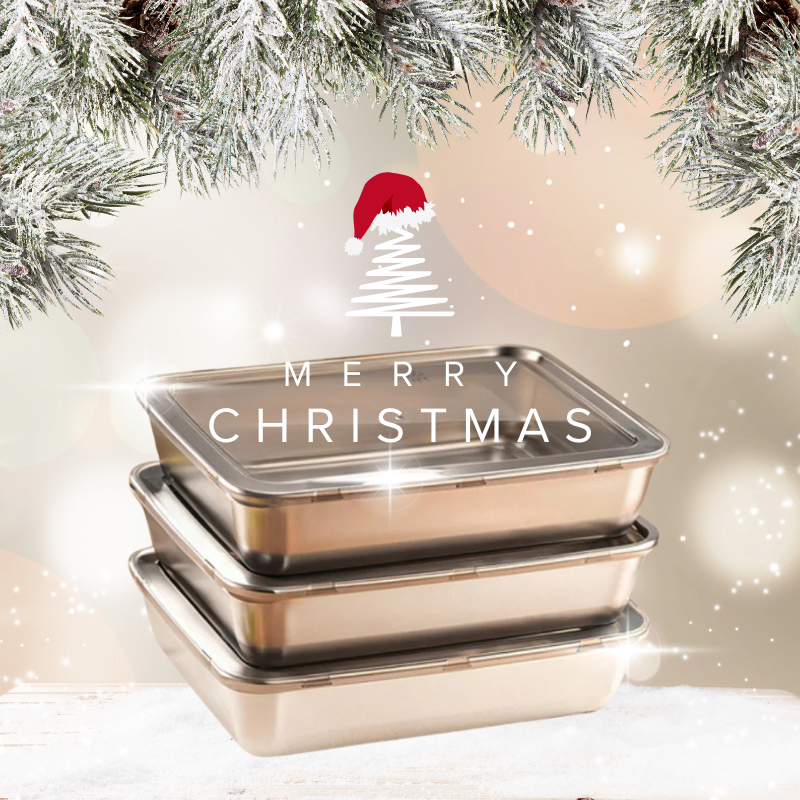 Vassoio in Acciaio Inox 304 con Coperchio — 2100 ml | Mantiene Fresco 1 Mese, 1000 °C, Salva Spazio