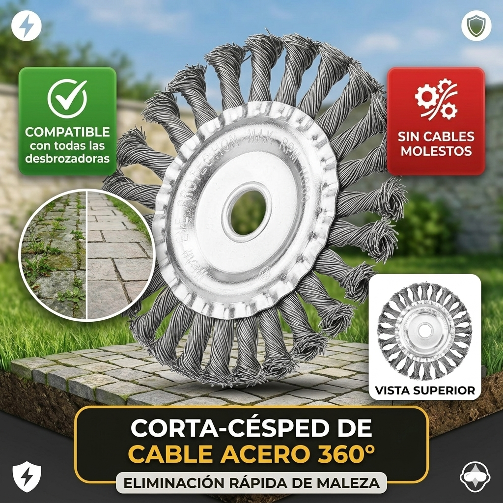 ⚙️ Disco de Alambre de Acero para Desbrozadora — Corte 360° | Compatible Universal