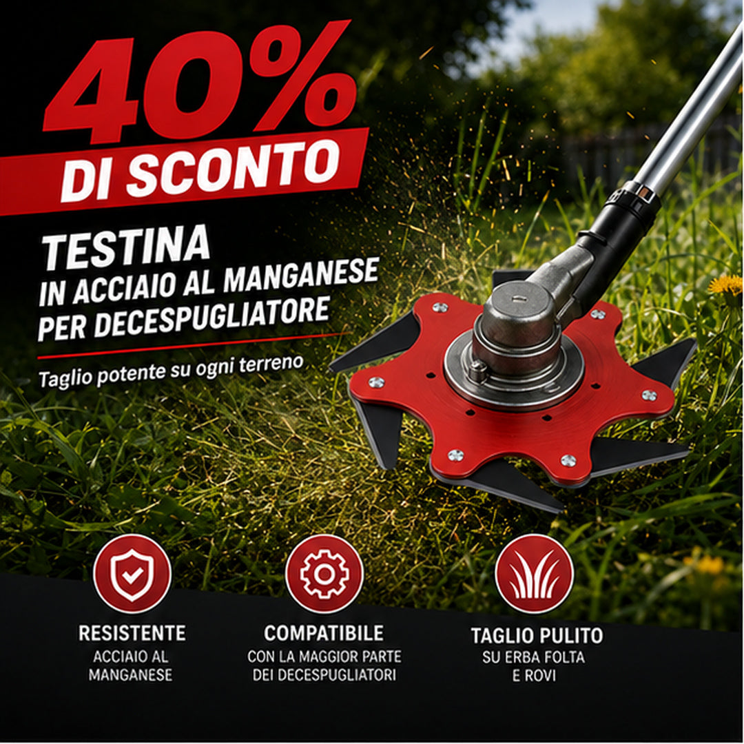 Testina decespugliatore 6 lame in acciaio manganese