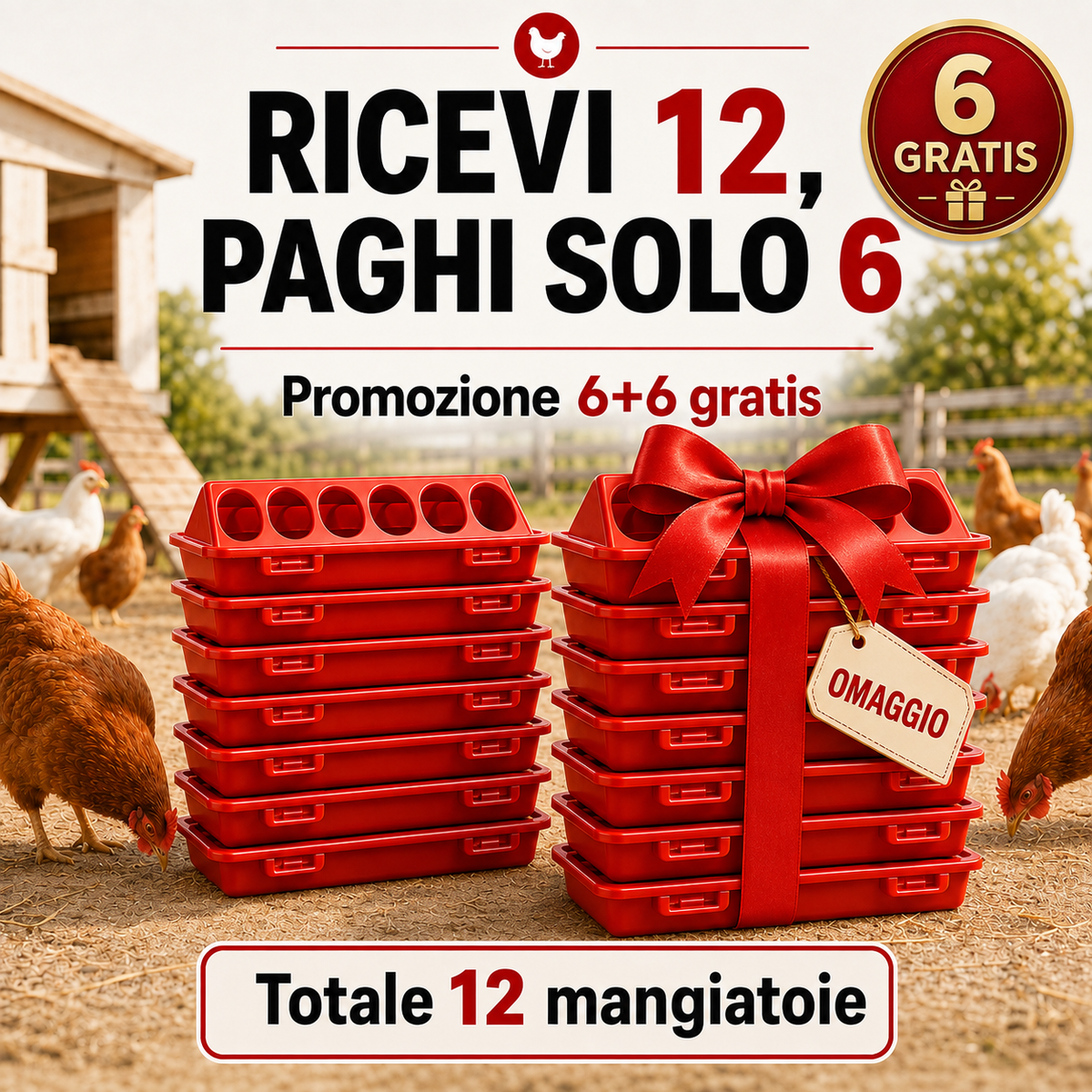 Mangiatoia 12 Fori Anti-Spreco | Polli e Avicoli