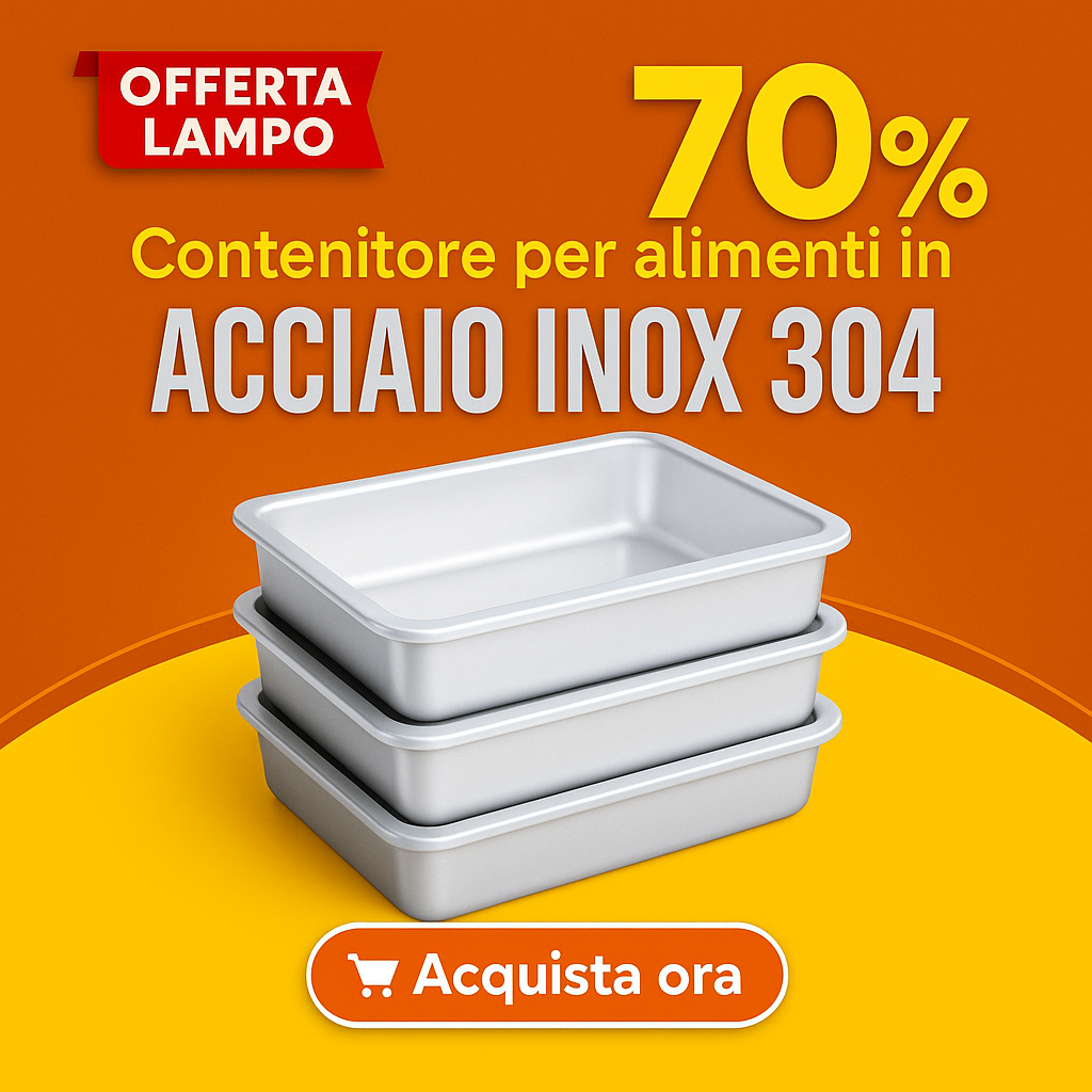🇮🇹 Contenitore per alimenti da 2000 ml in acciaio inox tedesco massiccio 304