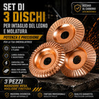 🛠️ Set 3 Dischi Abrasivi per Legno – Acciaio al Carbonio | Piatto, Curvo, Inclinato