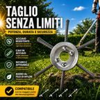 Testina per Decespugliatore Universale — 6 Lame in Acciaio al Carbonio Temprato | Durata 10 Anni