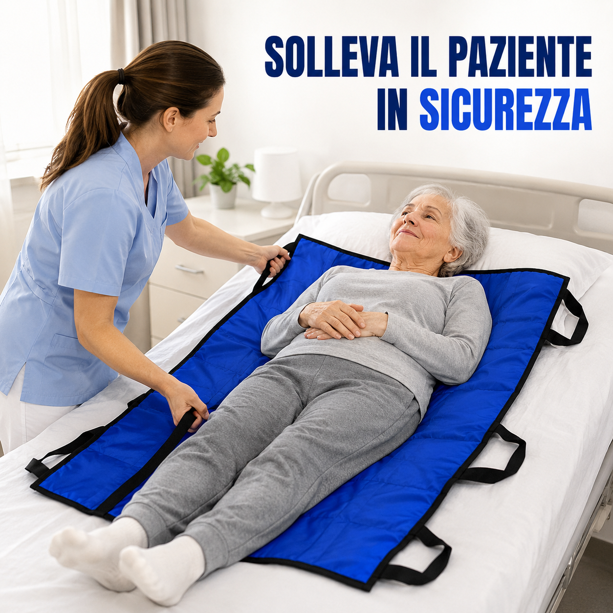 Telo di trasferimento per anziani e pazienti — 6 maniglie rinforzate, lavabile