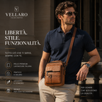 Borsa a tracolla unisex in pelle bovina pieno fiore, impermeabile e antigraffio, stile vintage