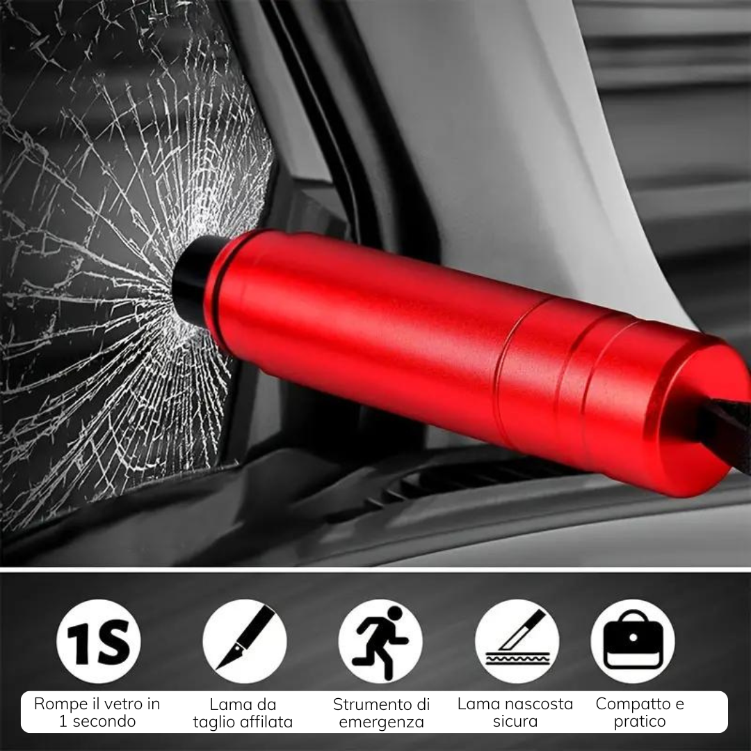 Strumento di fuga rapida per rompere il finestrino dell'auto