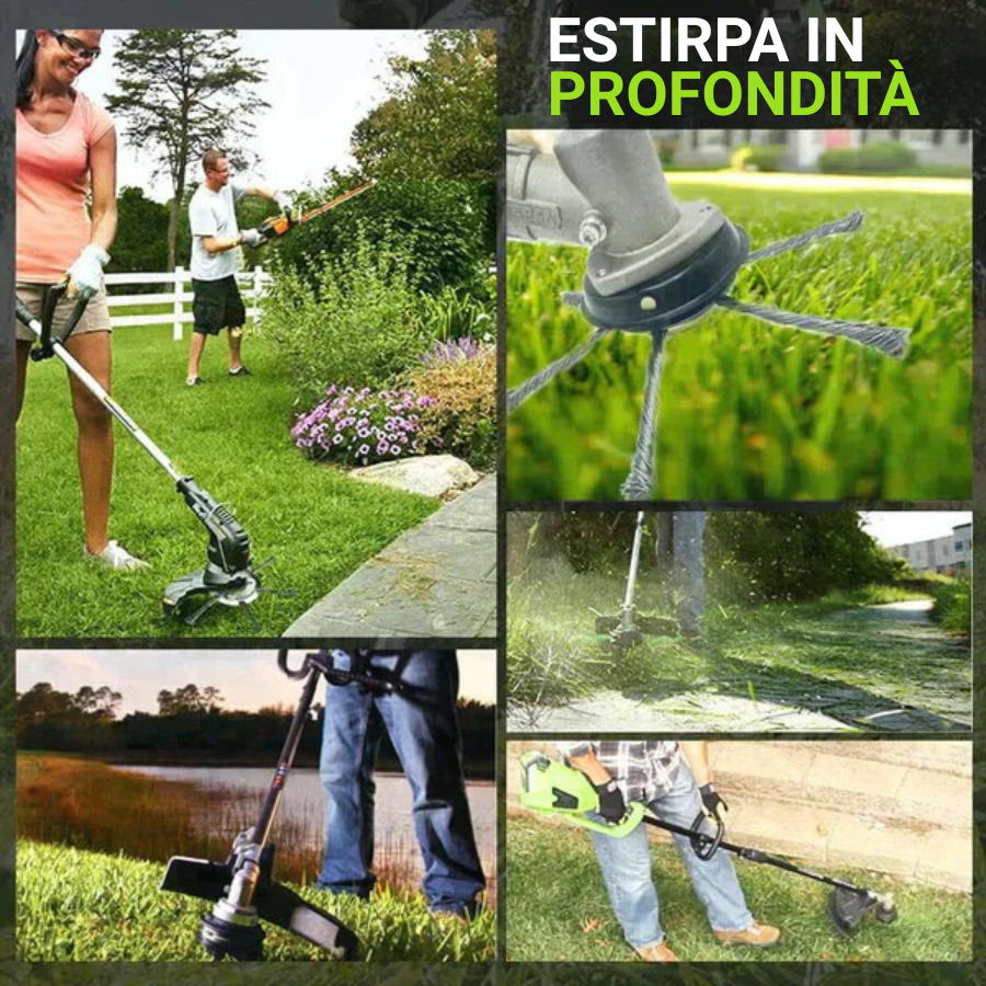 🇮🇹 Testina tagliaerba con 6 lame in acciaio intrecciato inossidabile