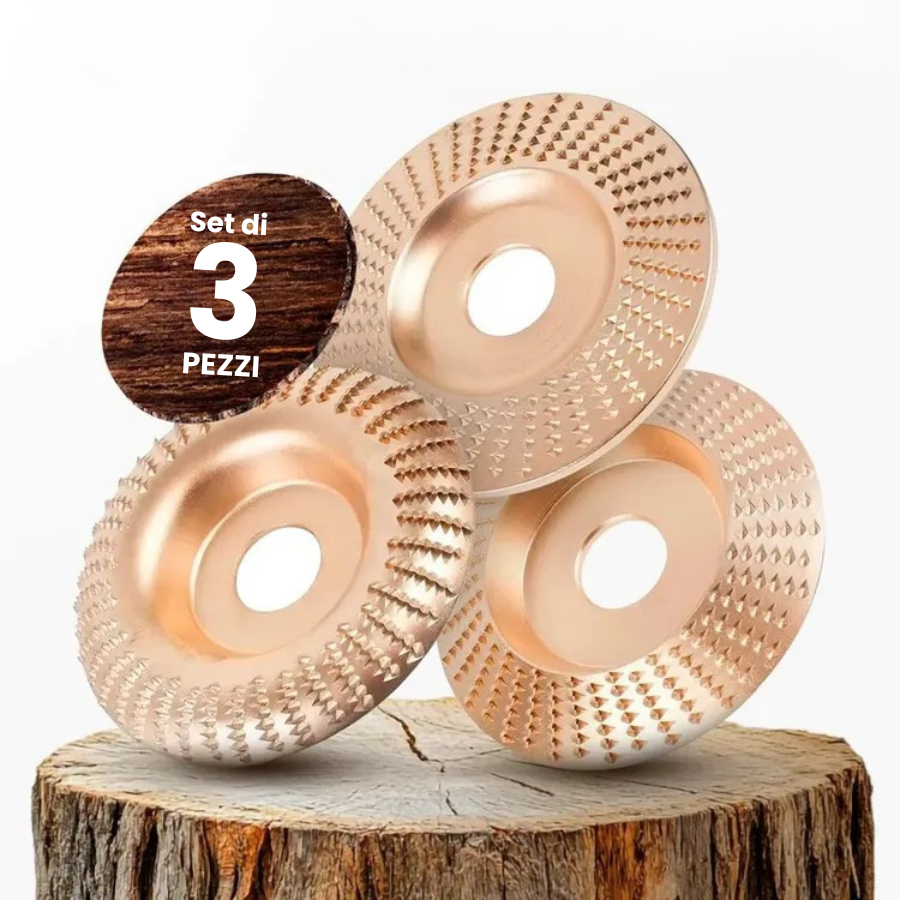 🇮🇹 Set di 3 dischi da smerigliatura in acciaio al carbonio resistente per legno (Piatto - Curva - Pendenza)