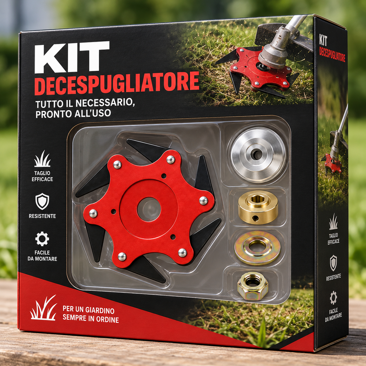 [🎁 4 ACCESSORI INCLUSI] Lama tagliaerba a 6 lame in acciaio al manganese