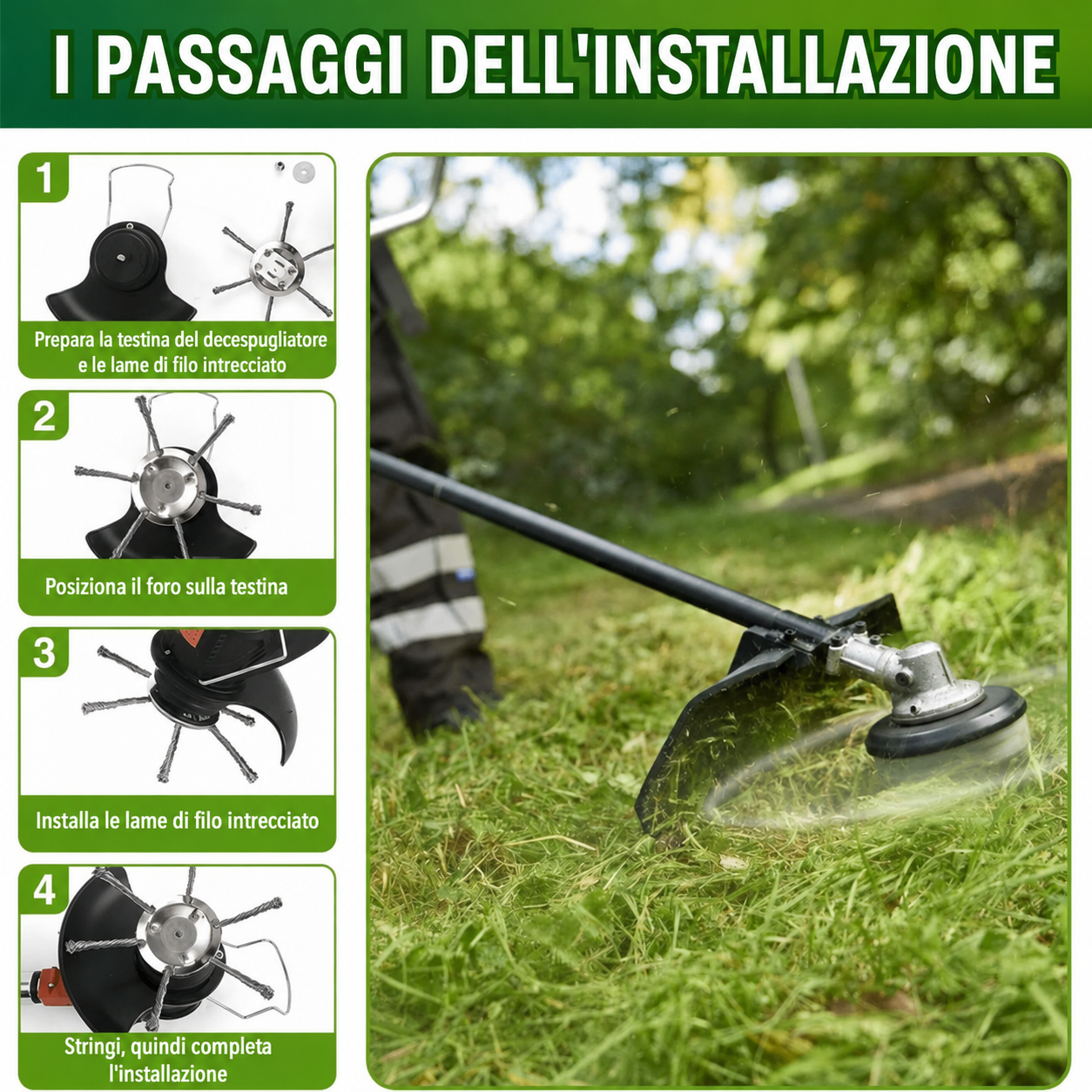 Testina per Decespugliatore Universale — 6 Lame Acciaio Inox