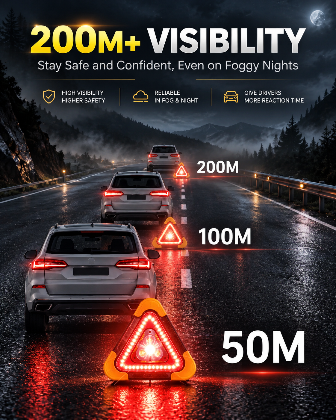 🔥 SUPER OFFERTA | Triangolo Di Segnalazione Stradale Per Auto Con Luce LED Integrata