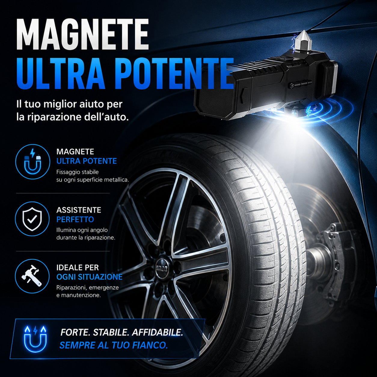 Torcia LED Super Luminosa 4in1 di Emergenza – Rompivetro, Taglia Cintura, Power Bank