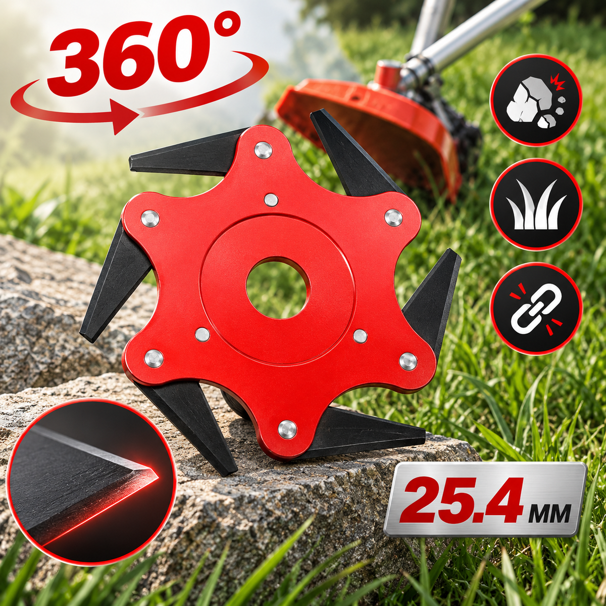 [🎁 4 ACCESSORI INCLUSI] Lama tagliaerba a 6 lame in acciaio al manganese