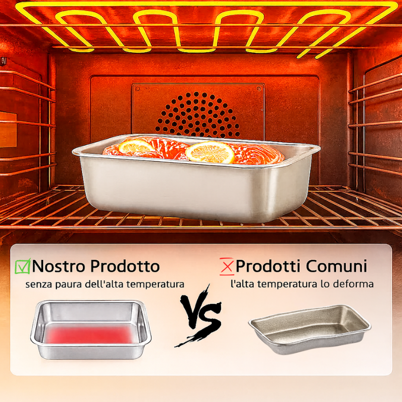 Vassoio in acciaio inox 304 con coperchio ermetico (2,1 L – 25,5 × 19,7 × 5,7 cm) | SCONTO DEL 70%!