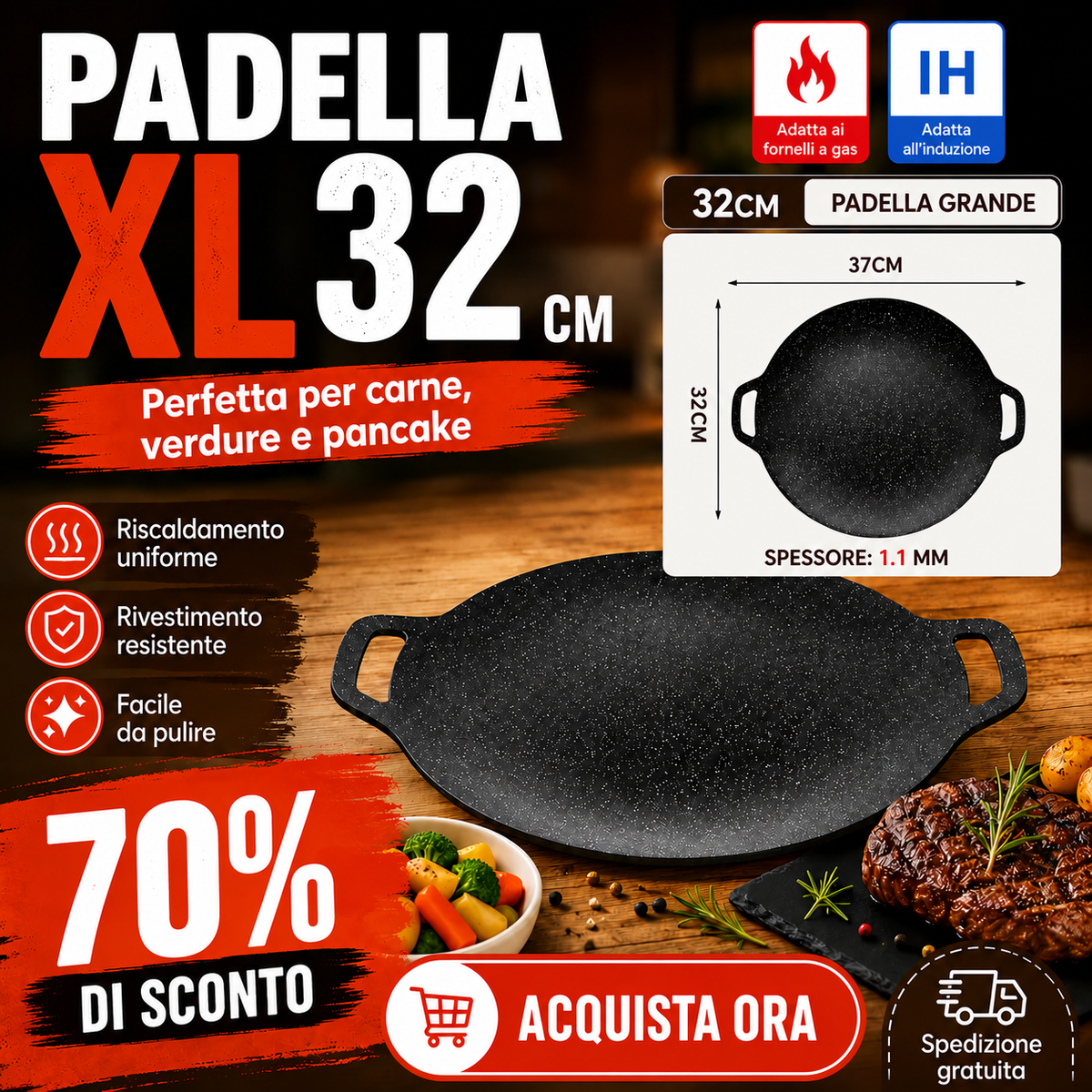 💥 Padella Maifan 6 Strati - Per Tutti i Piani Cottura