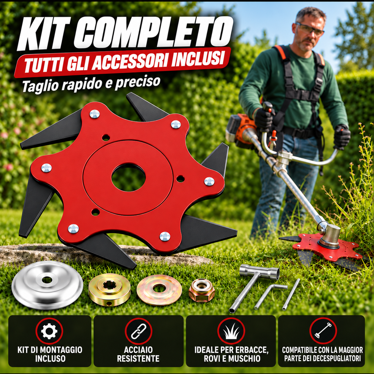 🔥 [70% OFF + 7 ACCESSORI INCLUSI] Kit di Taglio con 6 Lame in Acciaio al Manganese