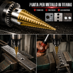 TitanDrill™ – Set di Punte a Gradini in Titanio (6 Punte Multifunzionali)