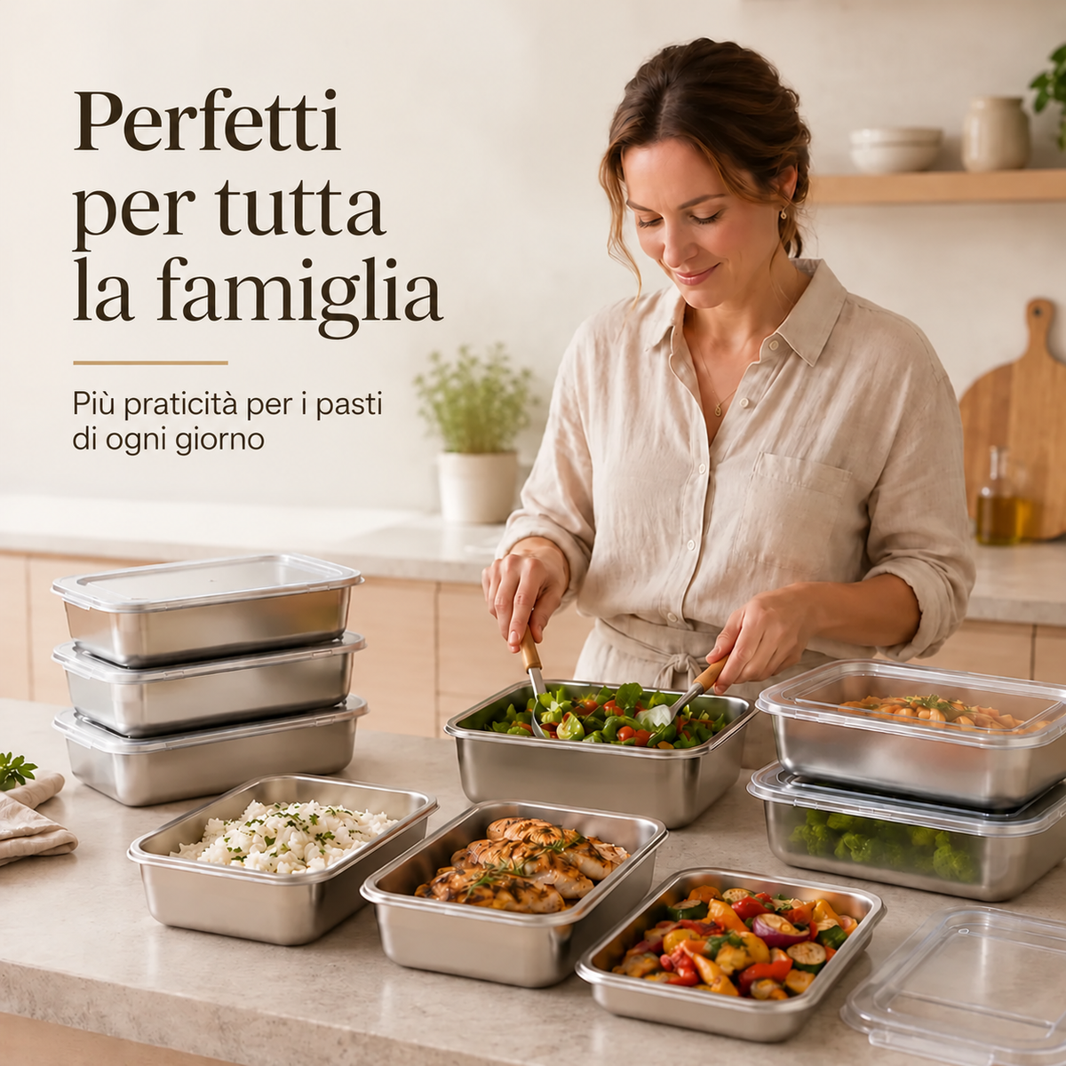 70% OFF + 6 GRATIS | Contenitori per alimenti in acciaio inox 304 da 2400 ml